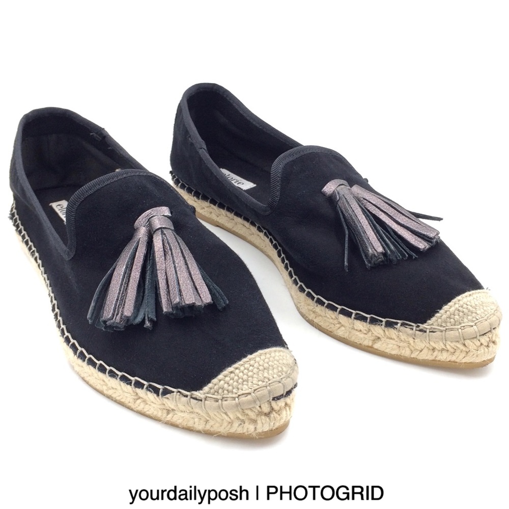 Black suede and leather slip-on Elorie Spain tassel flats loafers EU 40